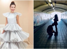 Á hậu Hoàng Oanh vui khi được bạn trai Tây buộc dây giày