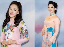 Dàn sao diện áo dài họa tiết màu sắc