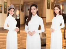 Trần Tiểu Vy, Lương Thùy Linh, Đỗ Mỹ Linh mặc áo dài trắng đọ sắc đẹp “hút hồn”