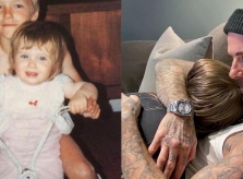 Becks ôm con gái cưng