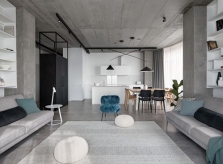 Căn hộ 166 m2 tối giản tông xám