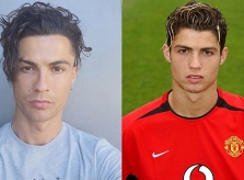 C. Ronaldo để tóc giống thời ở MU