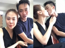 Cường Đô La hôn và gọi Đàm Thu Trang là vợ khi livestream