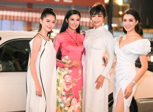 Dàn á hậu xinh đẹp mừng Ngọc Hân ra mắt BST áo dài xuân