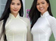 H'Hen Niê và Hoàng Thùy trẻ trung như nữ sinh trong tà áo dài trắng