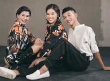 Hoàng Yến bên mẹ và em trai