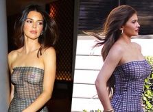 Kendall Jenner 'thả rông' ngực khi mặc lại đồ của Kylie