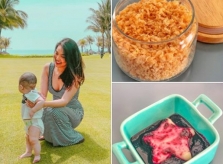 Lan Khuê lên thực đơn tuần đầu ăn dặm với cá hồi cho con
