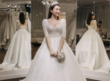 Hé lộ loạt ảnh đi thử váy cưới của Lê Hà The Face