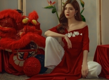 Lilly Luta diện áo dài hở vai