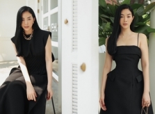 Mai Thanh Hà tôn dáng với váy đơn sắc
