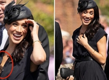 Meghan lộ áo ngực khi dự đám cưới bạn thân của chồng