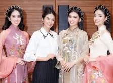 Ngọc Hân giới thiệu áo dài tại chung kết Hoa hậu VN