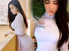 Nhan sắc thực của nữ sinh chỉ mặc áo dài cũng 