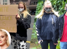 Sophie Turner bế bầu 7 tháng đi biểu tình