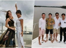 Thu Hoài và nhóm bạn ngắm hoàng hôn trên du thuyền