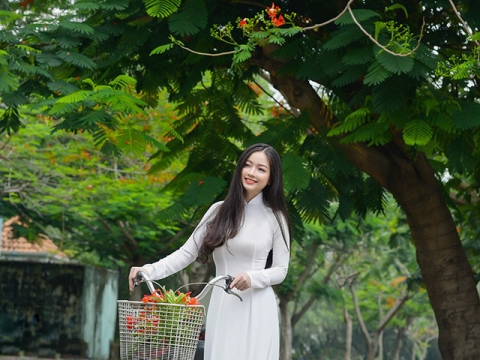 Khách xếp hàng chụp ảnh với nấc thang 