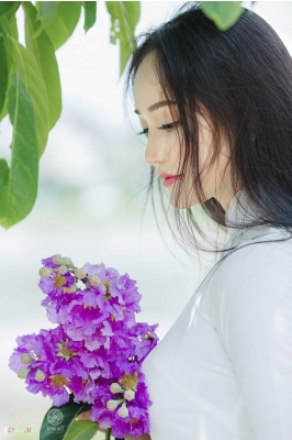 Thiếu nữ đẹp như tranh vẽ khoe sắc bên bốn mùa hoa