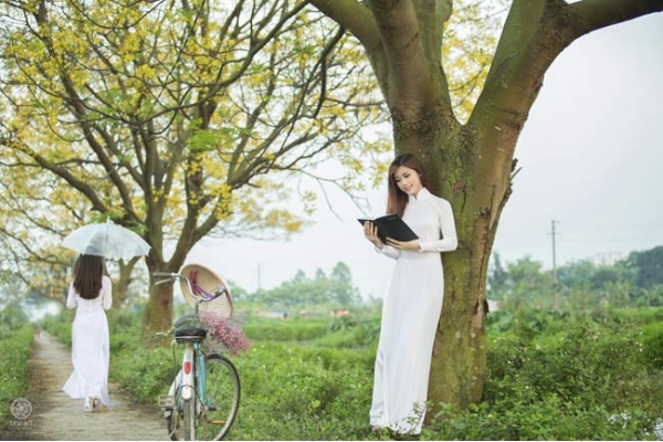 Thiếu nữ đẹp như tranh vẽ khoe sắc bên bốn mùa hoa