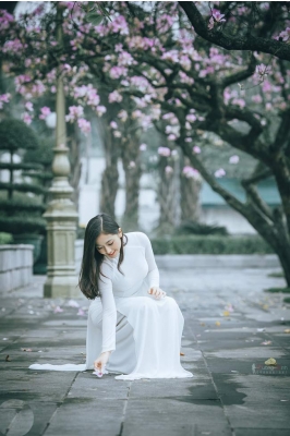 Thiếu nữ đẹp như tranh vẽ khoe sắc bên bốn mùa hoa